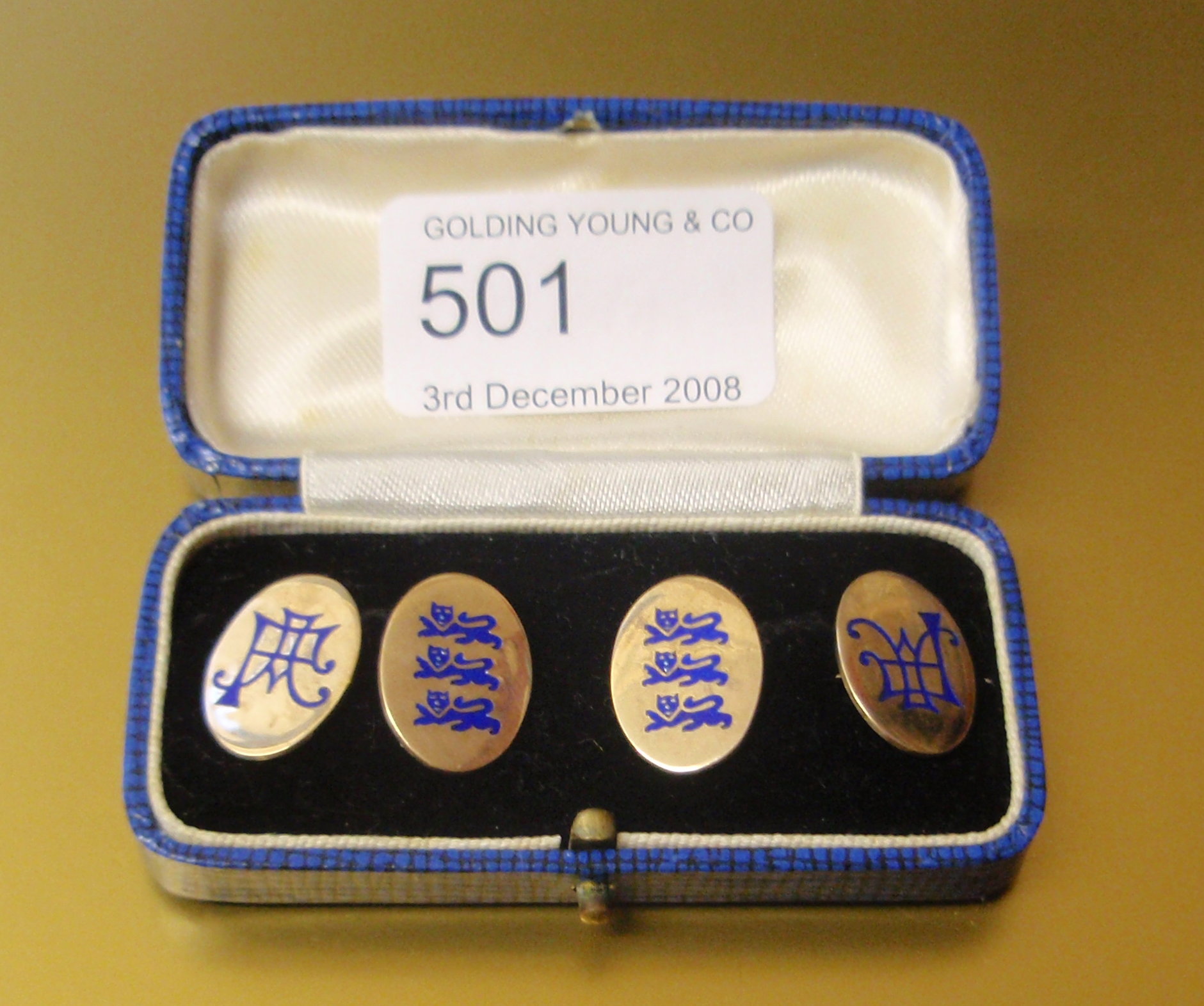 Appraisal: A set of England Football Association three-lions cuff links with