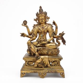 Appraisal: Nepalese Sculpture of Vasudhara th- th century Nepal inscribed on