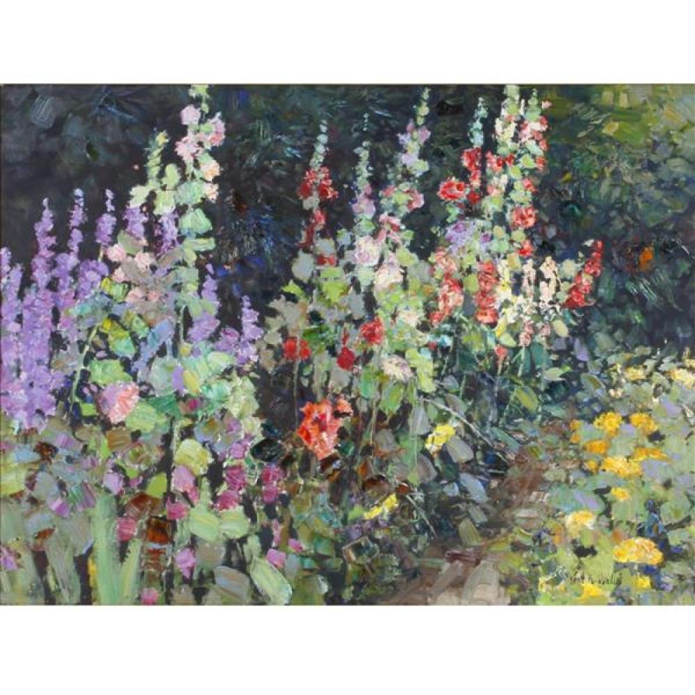 Appraisal: KENT R WALLIS UTAH B FLOWER SPOT IMPASTO OIL ON