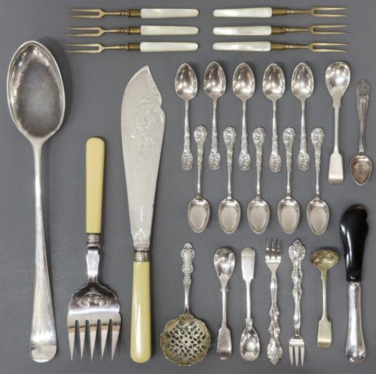 Appraisal: lot Silverplate and other metal flatware highlights include French hollow