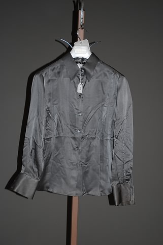 Appraisal: Giorgio Armani dark gray long sleeve silk blouse with shirt