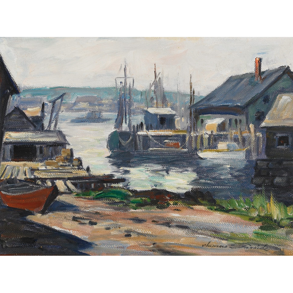 Appraisal: THOMAS HILTON GARSIDE A R C A FISHING VILLAGE oil