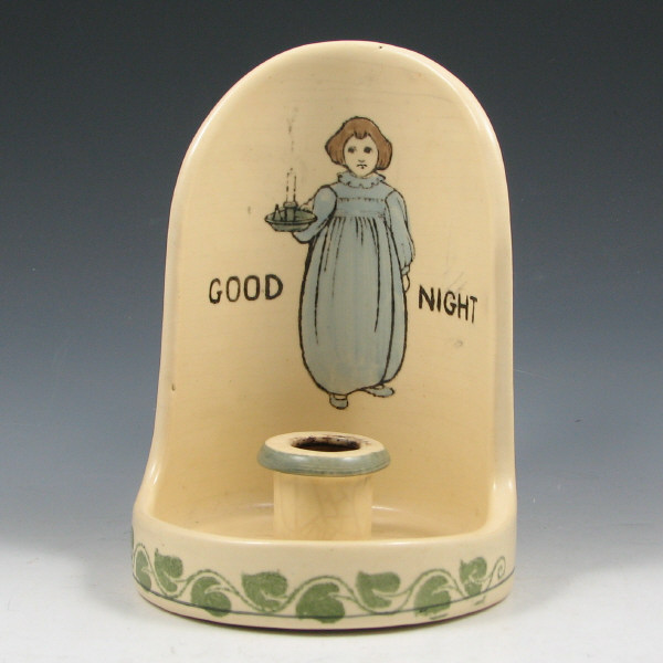 Appraisal: Roseville Creamware - chamberstick with young girl in nightgown and