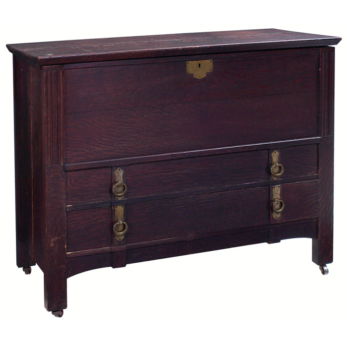 Appraisal: Arts Crafts blanket chest beveled lift top opens to reveal