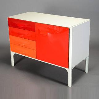 Appraisal: Raymond Lowey Dresser With Red Plastic Front Height inches Width