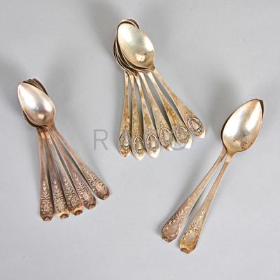 Appraisal: EDWARDIAN EMBOSSED SILVER SPOONS ca Thirteen pieces Madam Jumel citrus