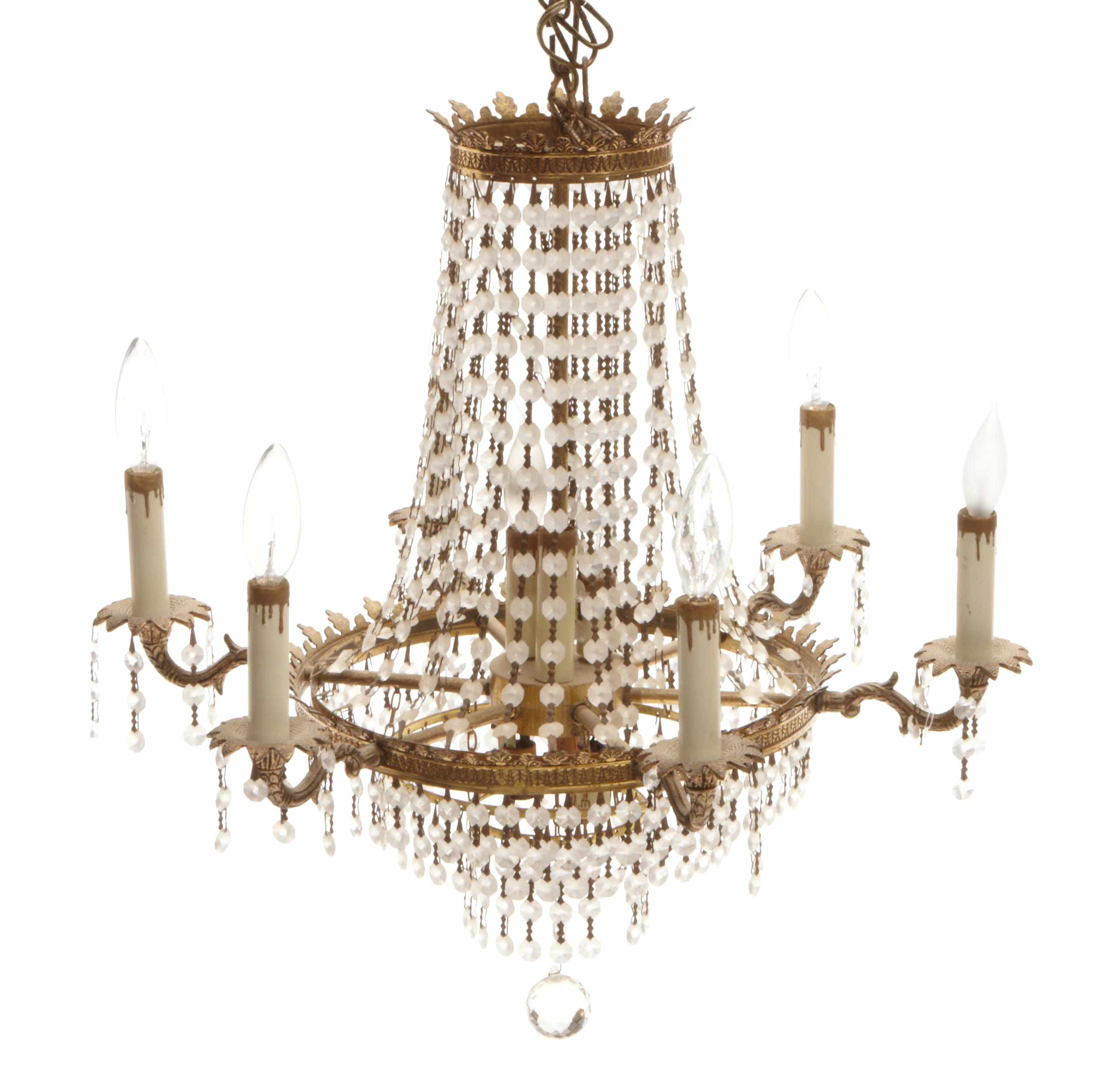 Appraisal: An Empire style gilt metal and glass chandelier height in