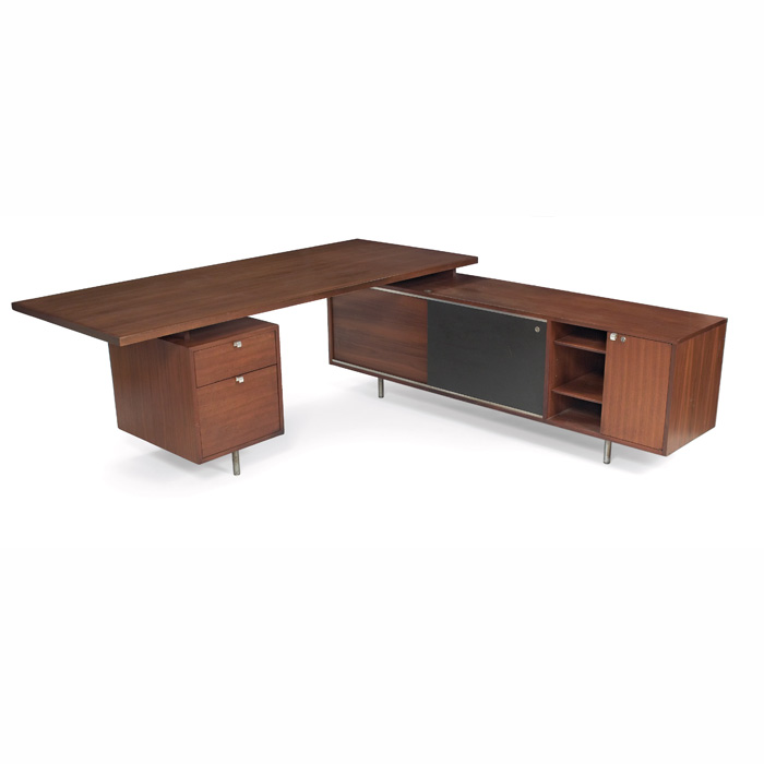 Appraisal: George Nelson Executive desk by Herman Miller walnut rectangular writing