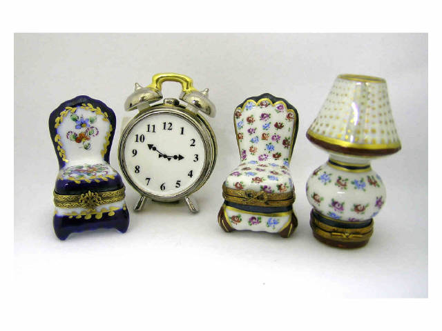 Appraisal: Lot of four Limoges hinged porcelain boxes household items including