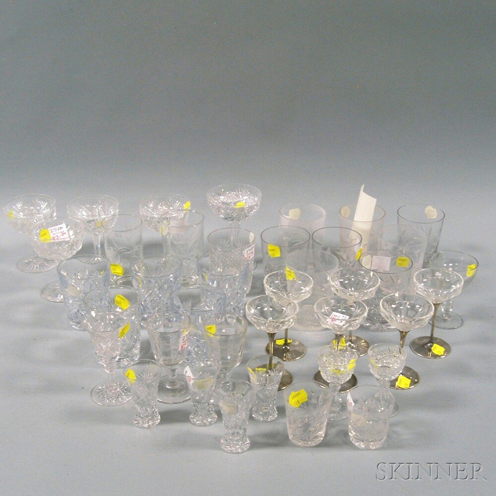 Appraisal: Thirty-nine Colorless Cut Glass Drinking Vessels including a set of