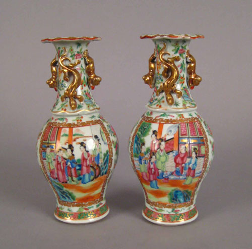 Appraisal: Pair of Chinese export porcelain famille rose vases th c