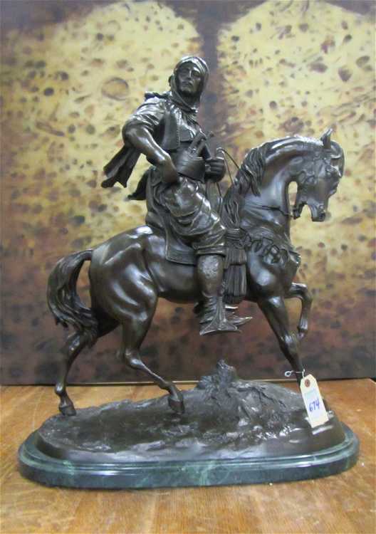 Appraisal: AFTER ANTOINE-LOUIS BARYE FRENCH - BRONZE SCULPTURE Arab on horseback