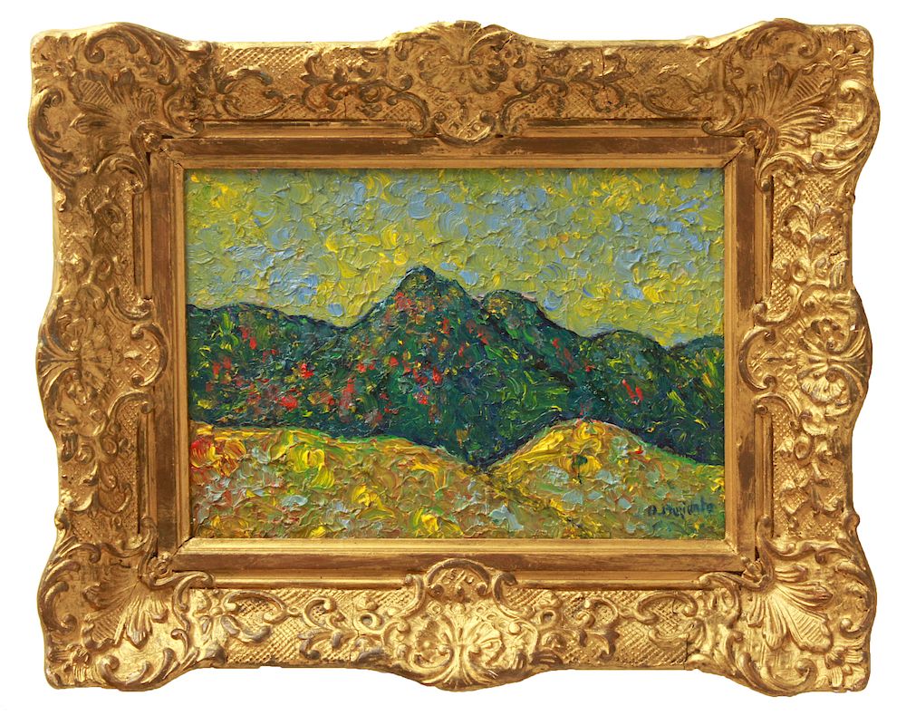 Appraisal: Abraham Pariente Fauvist Landscape Oil on Board Abraham Avraham Pariente