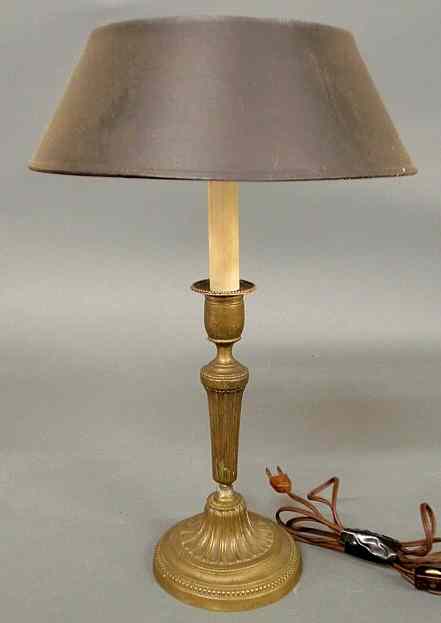 Appraisal: Brass candlestick early th c converted to a table lamp