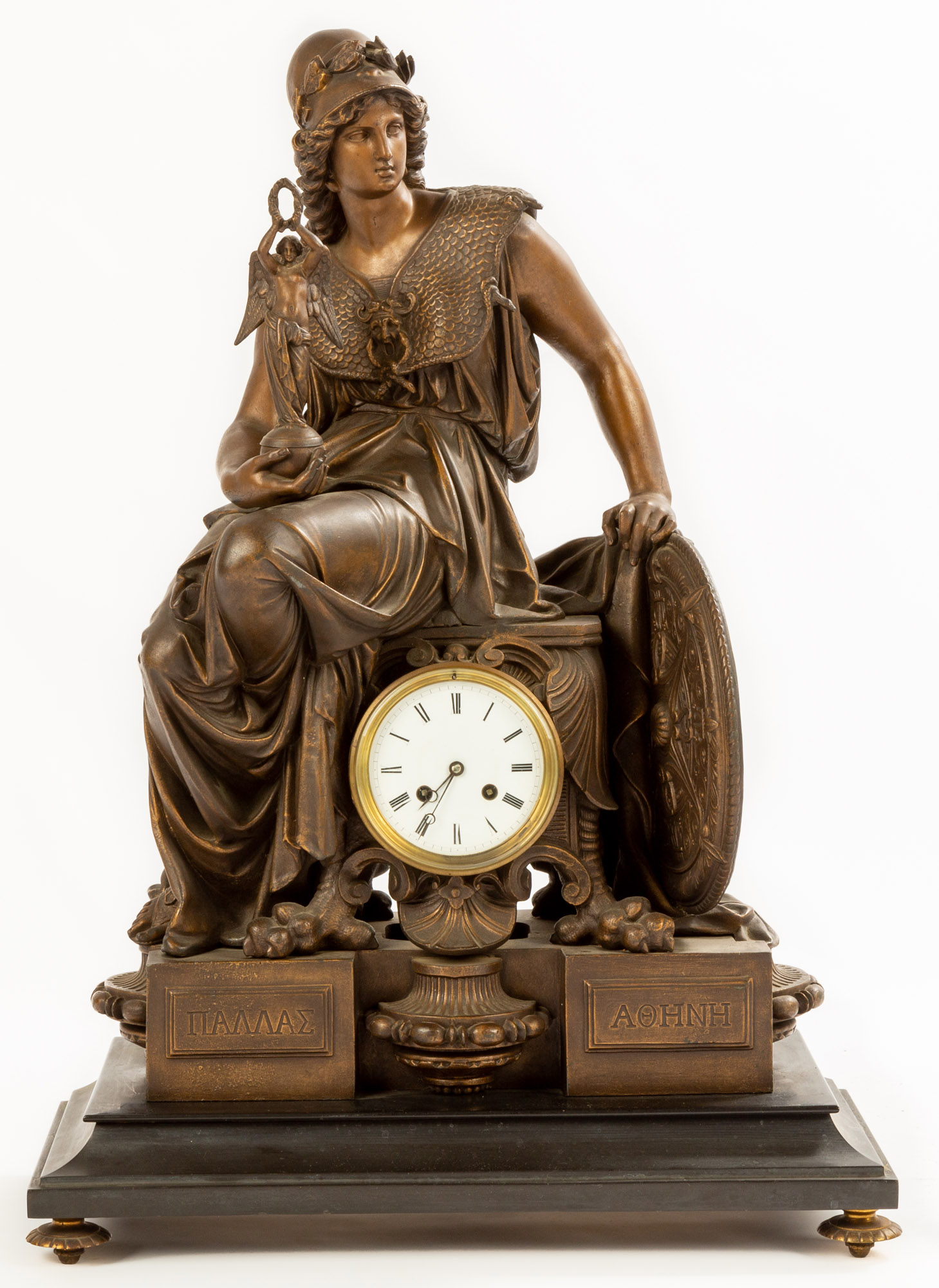 Appraisal: ATTRIBUTED TO ANSONIA FIGURAL MANTEL CLOCK OF ATHENA th century