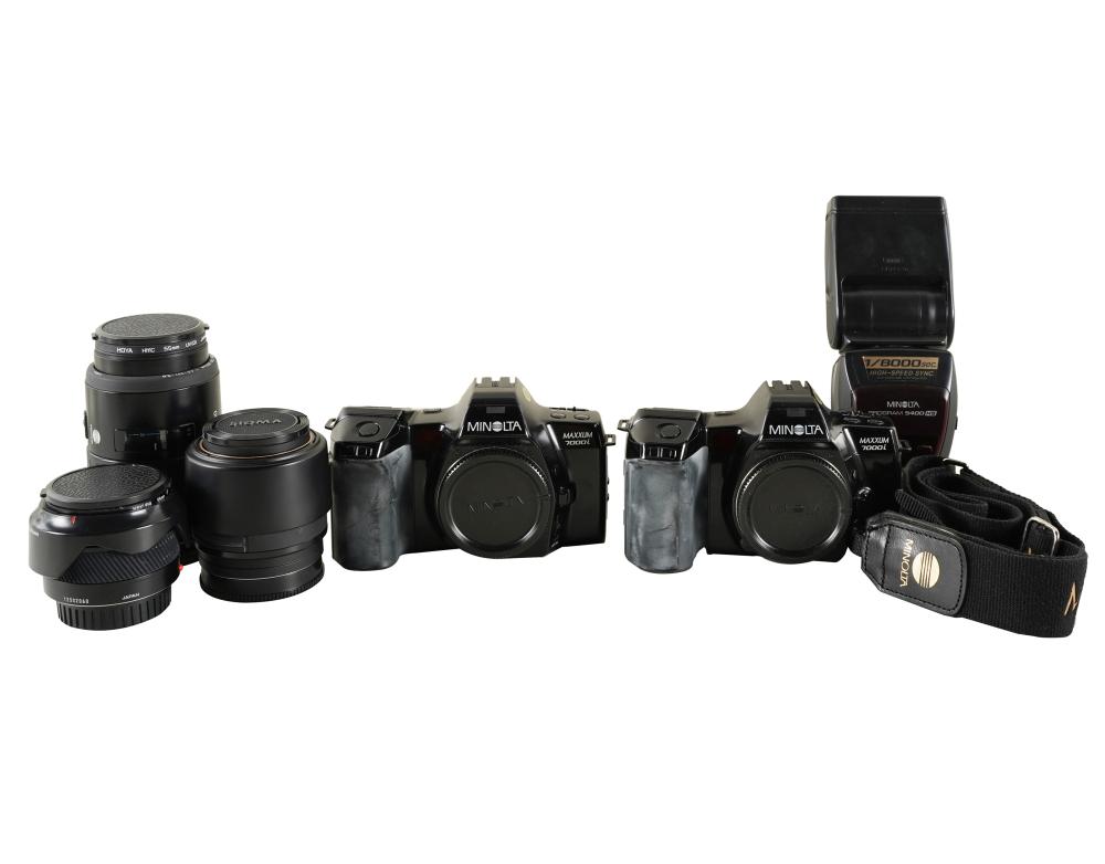 Appraisal: GROUP OF MINOLTA FILM CAMERA EQUIPMENTComprising two Minolta Maxxum i