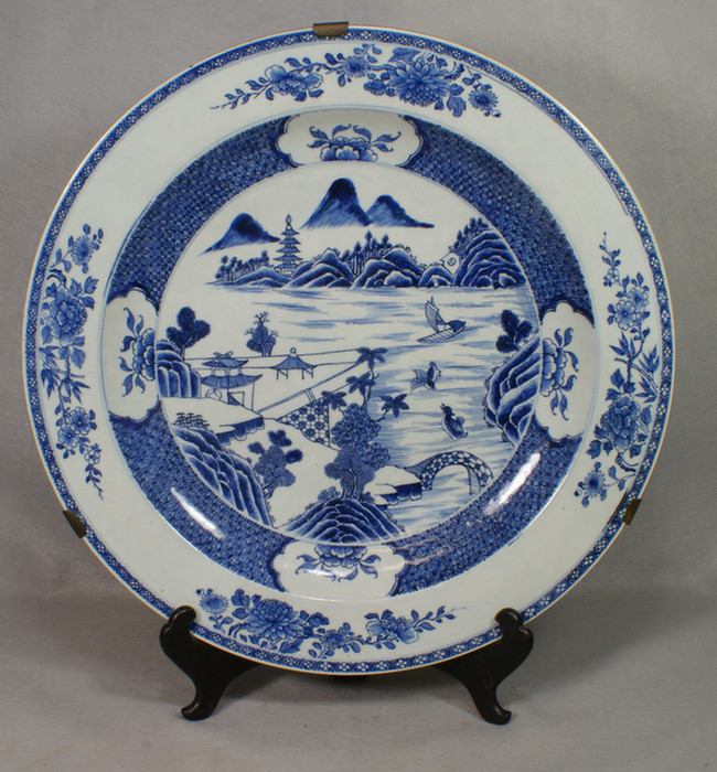 Appraisal: Chinese export porcelain blue and white monumental charger d c