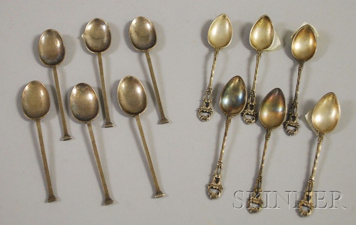 Appraisal: Set of Six Silver Salt Spoons and Set of Six