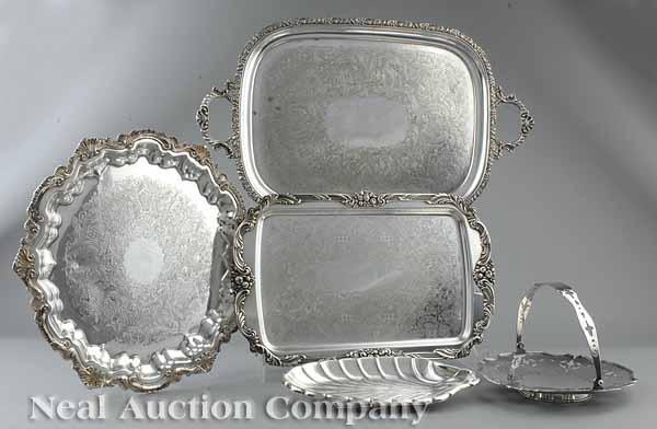 Appraisal: A Group of Silverplate Trays two rectangular trays each in