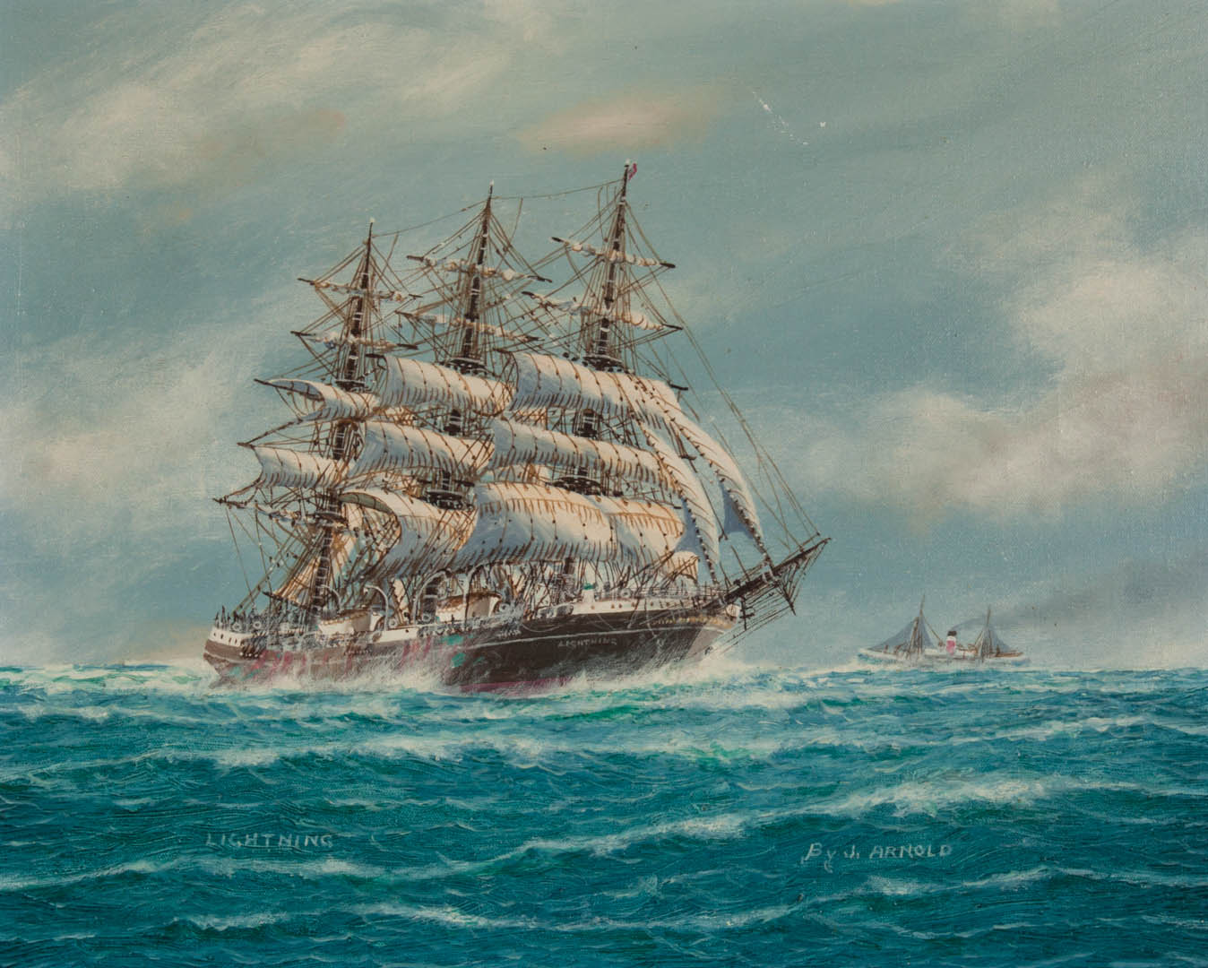 Appraisal: Jay Arnold Full Masted Ship Lightning oil American b Oil