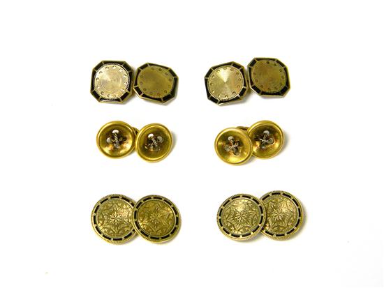 Appraisal: JEWELRY three sets of karat yellow gold cufflinks total weighable