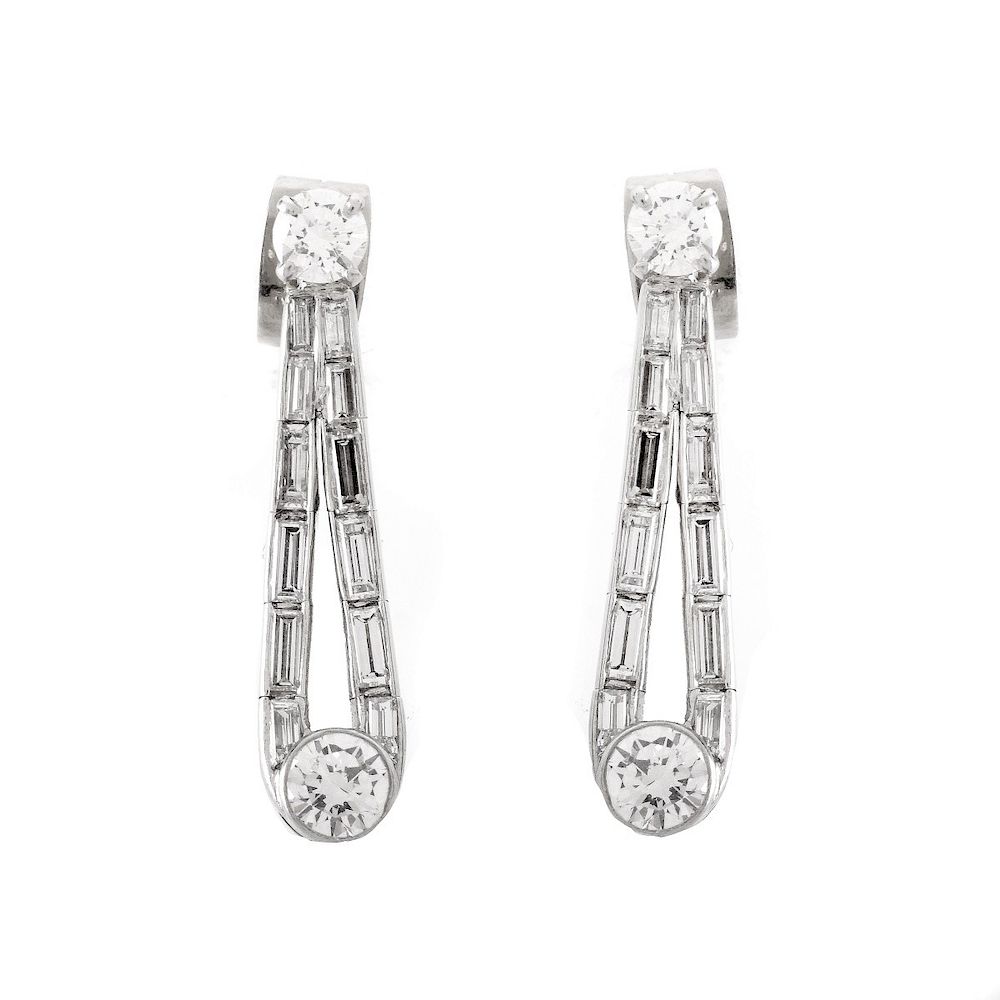 Appraisal: Vintage Van Cleef Arpels style Diamond Earrings Vintage Van Cleef