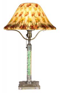 Appraisal: Pairpoint table lamp the reverse Tivoli shade accented with floral