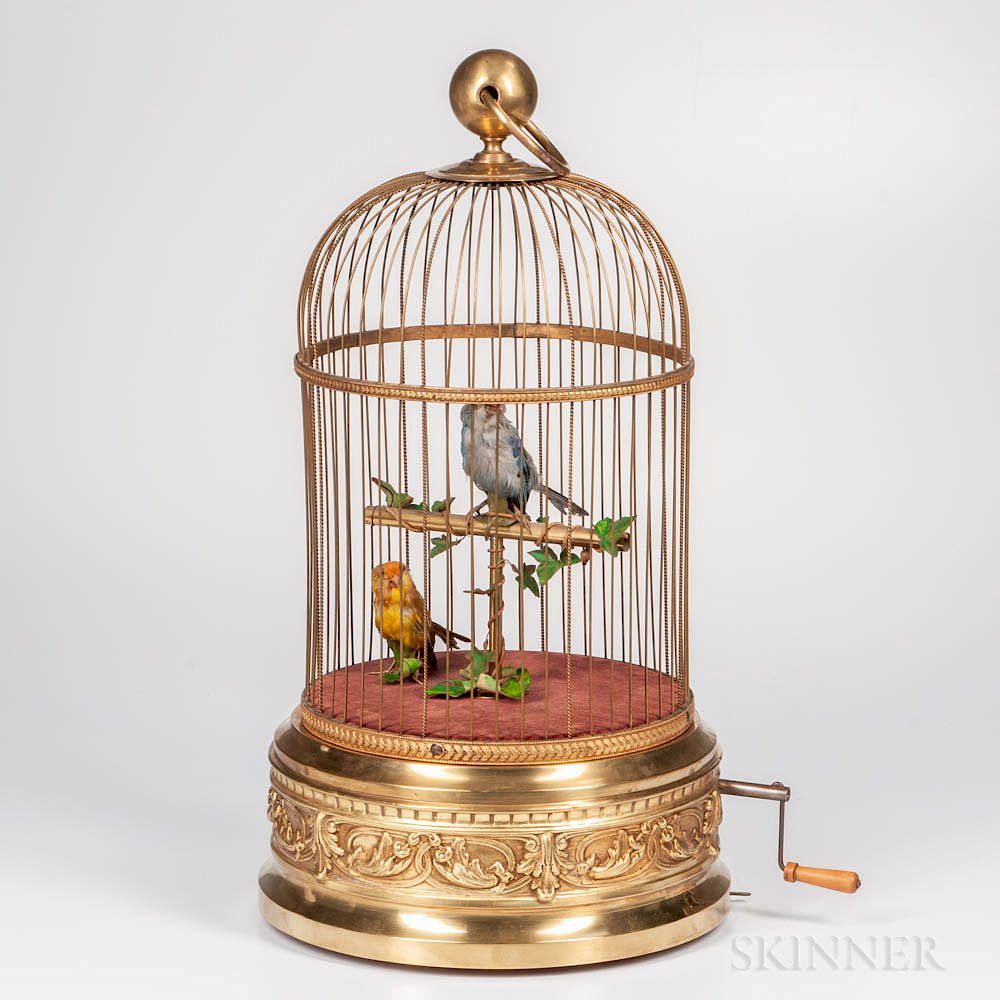 Appraisal: Large Two-bird Singing Automaton Large Two-bird Singing Automaton brass case