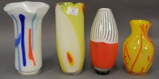 Appraisal: Group of four art glass Murano vases including yellow with