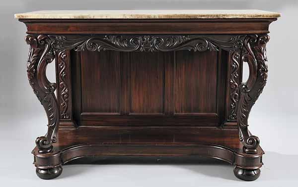 Appraisal: A Portuguese Rococo Carved Mahogany Console Table th c the