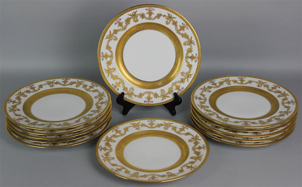 Appraisal: TWELVE BAVARIAN PORCELAIN SERVICE PLATES early th Century green-printed marks