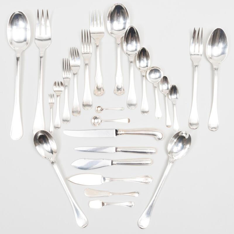 Appraisal: Puiforcat Silver Flatware Service Marked ' ' monogrammed Comprising A