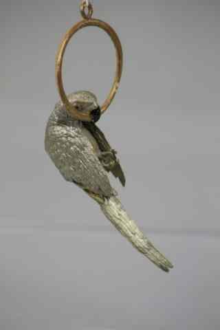 Appraisal: SILVER PARROT ON GOLD RING DRESDEN ORNAMENT Germany large silver