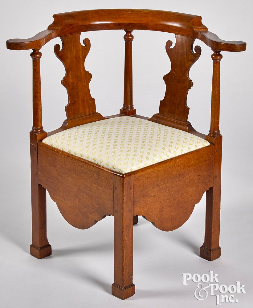 Appraisal: Pennsylvania Chippendale walnut corner chair Pennsylvania Chippendale walnut corner chair