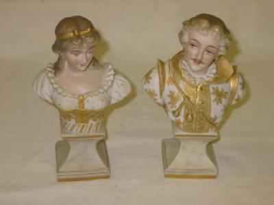 Appraisal: A PAIR OF SITZENDORF PARIAN BUSTS modelled as a lady