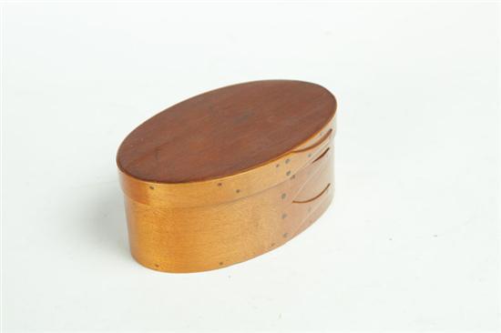 Appraisal: PANTRY BOX Shaker nd half- th century Bentwood oval box