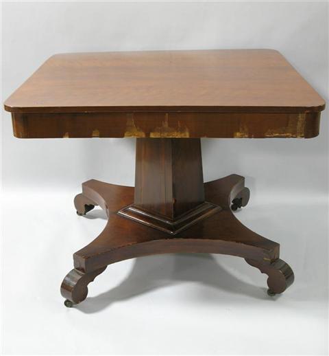 Appraisal: EMPIRE PARLOR MAHOGANY CENTER TABLE Mid th century the square