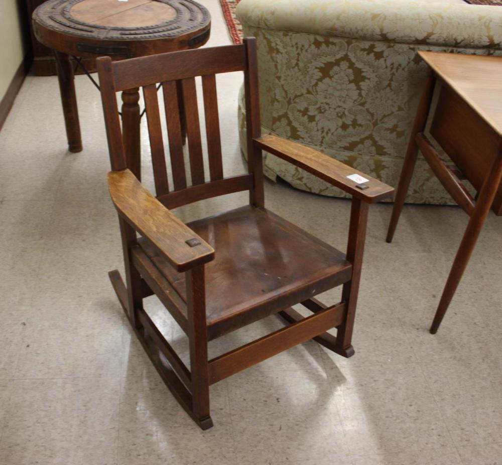 Appraisal: STICKLEY OAK ROCKER the work of L JG Stickley Fayetteville