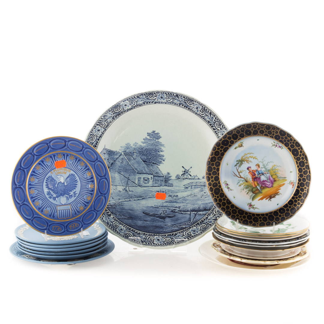 Appraisal: assorted plates including Nippon Mason's ironstone Wedgwood Meissen style Delft