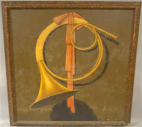 Appraisal: WILLIAM SKILLING AMERICAN FRENCH HORN Oil on canvas x in