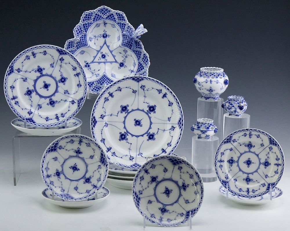 Appraisal: Pcs Royal Copenhagen Blue Fluted Lace Porcelain Assorted lot of