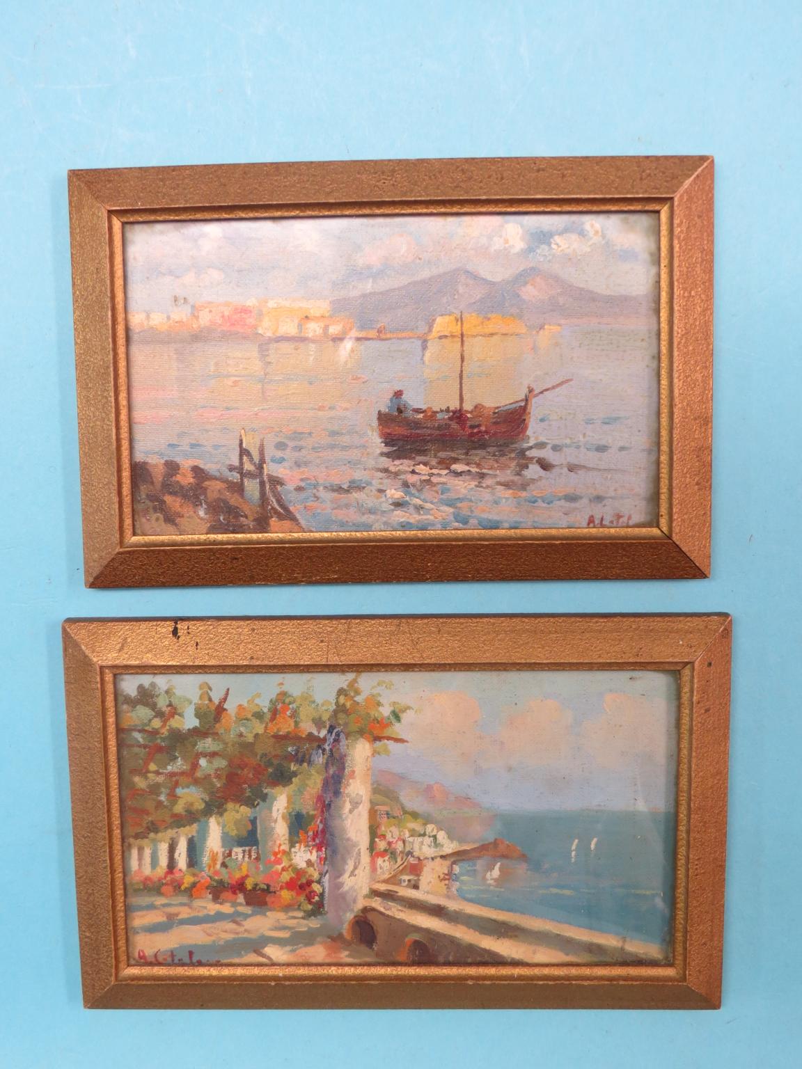 Appraisal: A pair of miniature oils on canvas Mount Vesuvius and