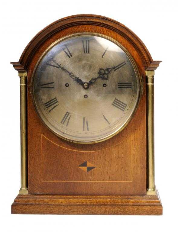 Appraisal: AN EDWARD VII INLAID MAHOGANY BRACKET CLOCK the silvered dial