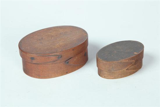 Appraisal: TWO PANTRY BOXES American nd half- th century Oval bentwood