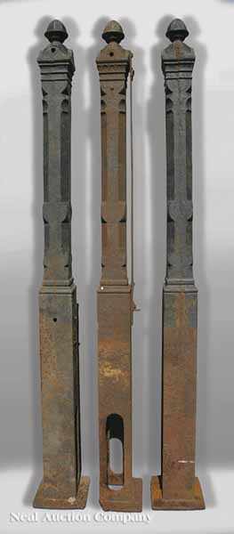 Appraisal: A Group of Three Antique American Cast Iron Gate Posts