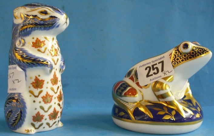 Appraisal: Royal Crown Derby Paperweights Chipmunk and Frog boxed