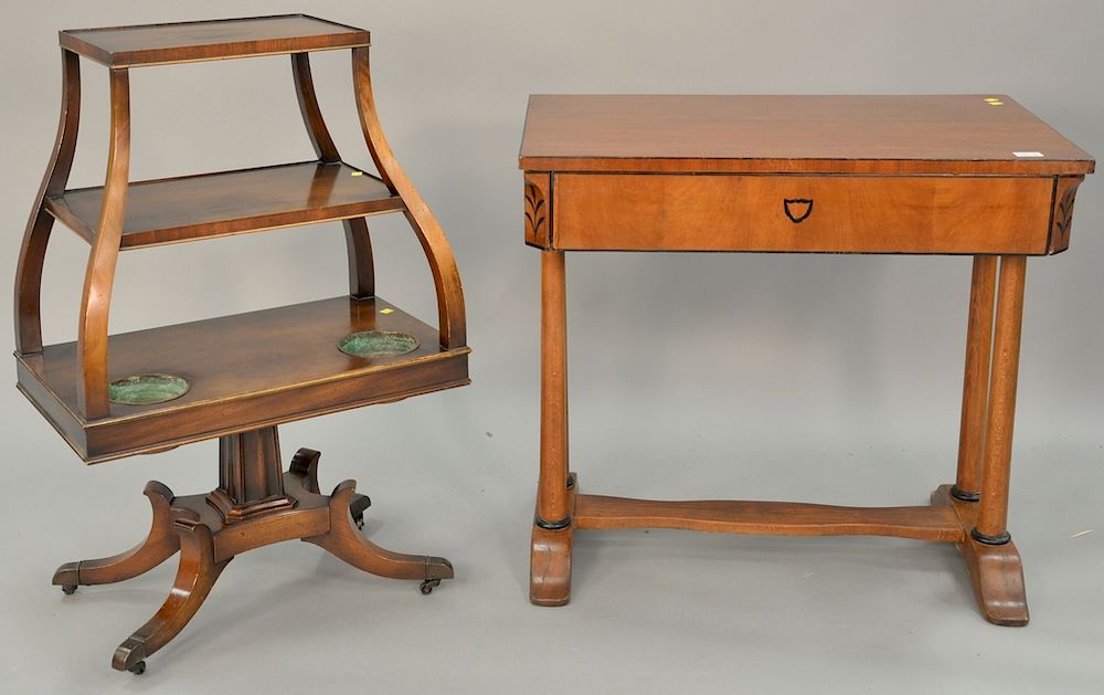 Appraisal: Two piece lot to include Biedermeier one drawer table with