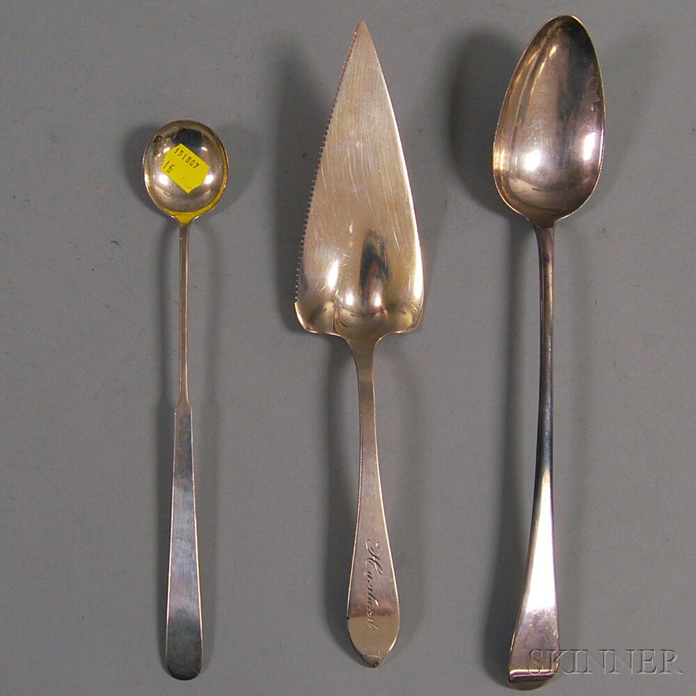 Appraisal: Three Sterling Silver Flatware Serving Items a Tiffany Co Faneuil