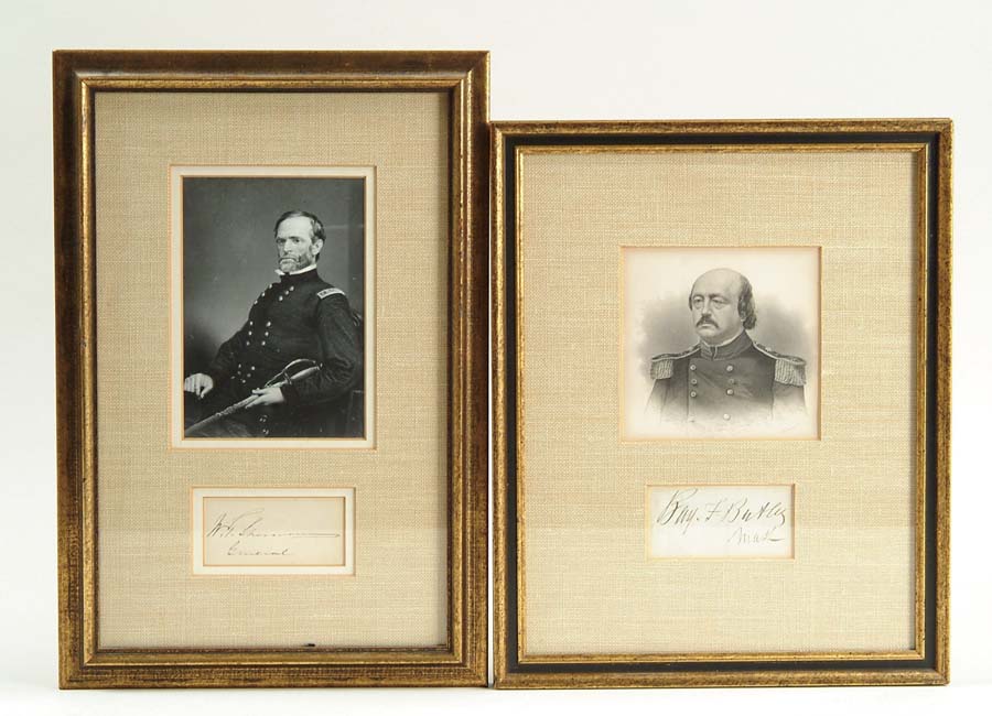 Appraisal: AUTOGRAPHS OF CIVIL WAR GENERAL W T SHERMAN BENJAMIN F