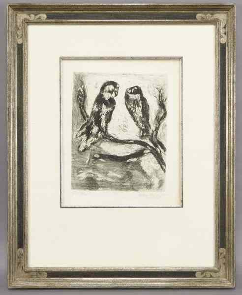 Appraisal: Marc Chagall etching ''The Eagle and The Owl''plate from Les